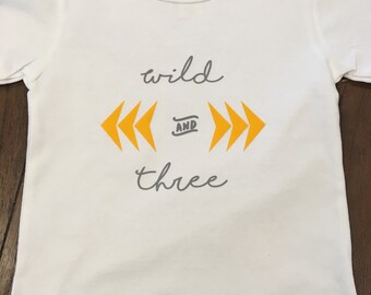 Birthday shirt, Wild and Three Shirt, Boy Shirt, Boys Clothes, Boys Shirt, Three Year Old Shirt