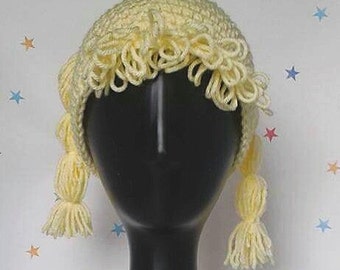 Ragdoll Wig Hat, Cabbage Patch Hat, Kids Dress Up, baby photo prop, crochet beanie, cake smash outfit, Novelty Hat, 80s throwback, gag gift,