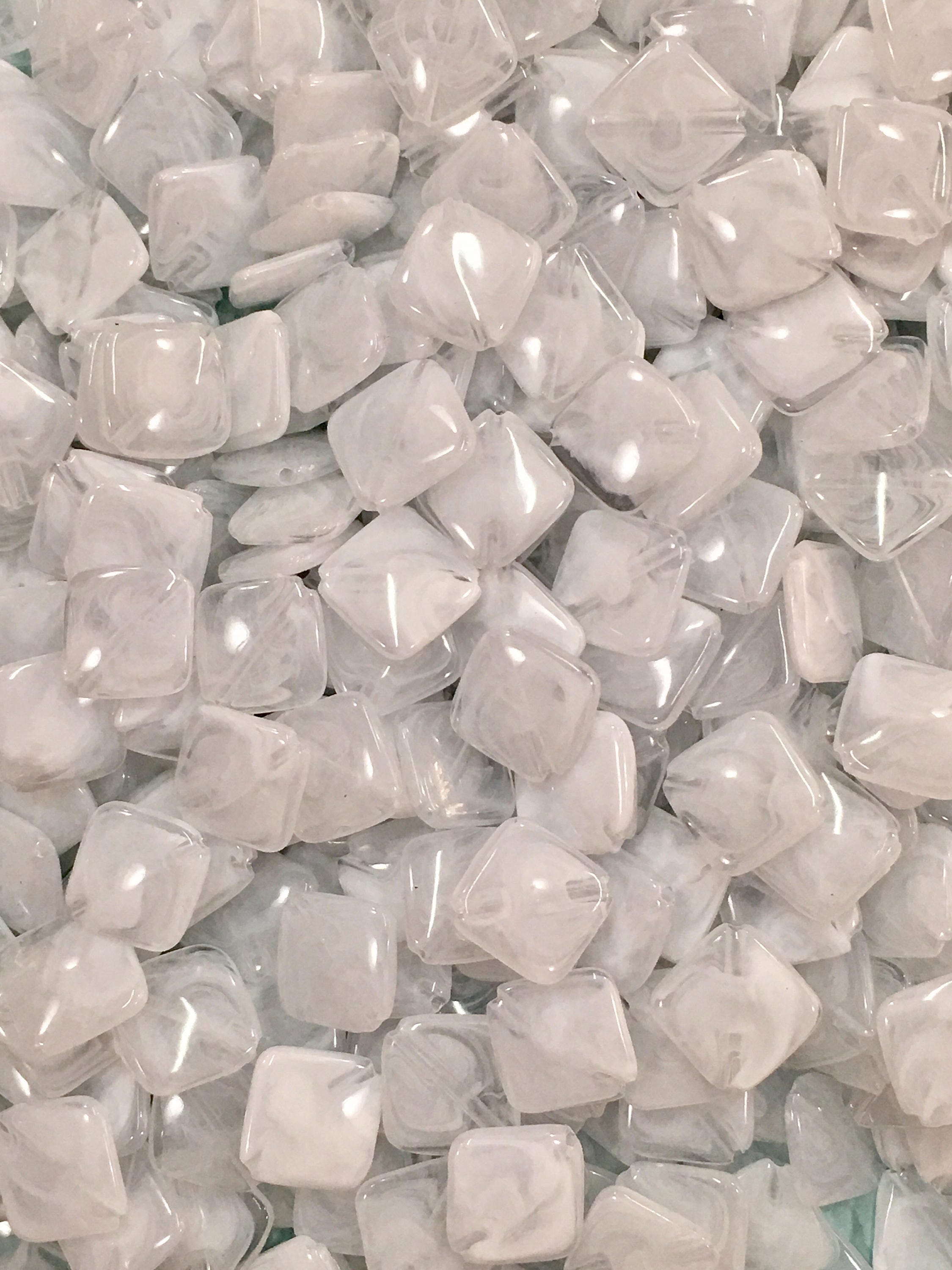 White Square BeadsWhite BeadsSquare Beads13mm Square BeadsBeads