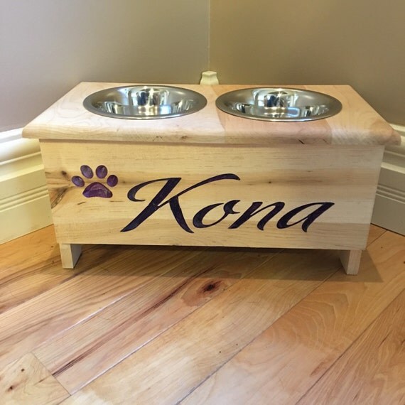 Handcrafted Custom Dog feeding Station made from reclaimed