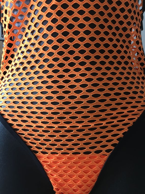 ONE of a KIND *** MissManeater see-thru mesh zip side designer swimsuit *** THONG cut!