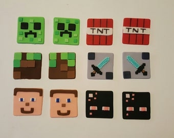 Minecraft inspired cupcake toppers edible fondant