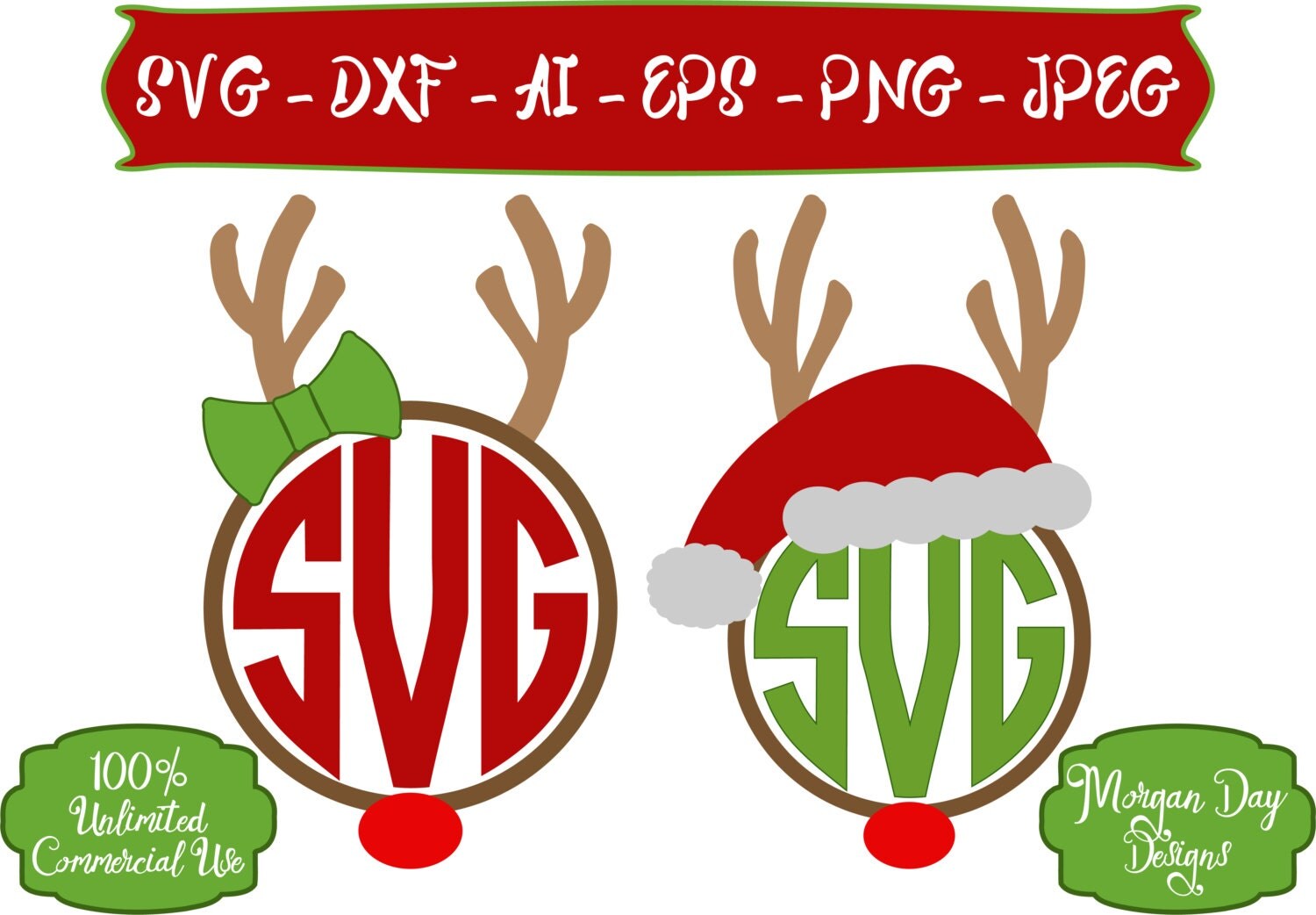 Download Christmas SVG Monogram Reindeer SVG Girl Reindeer SVG