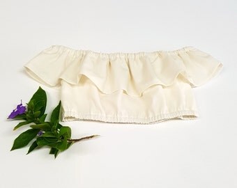 Girls Ivory Ruffle Crop Top, Toddler Midriff Top, Toddler Crop Top, Little girls top, Little girls blouse, Toddler shirt gypsy boho