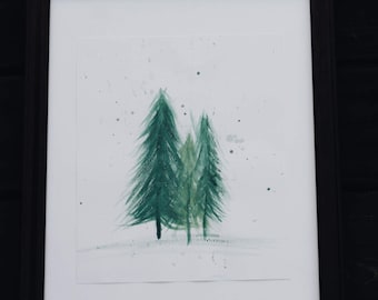 Watercolor Framed Trees