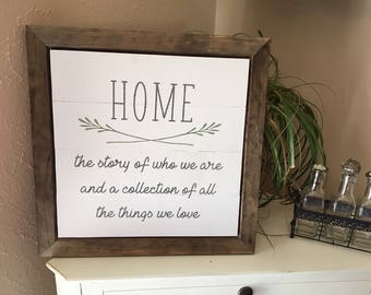 Home The Story of Who We Are | Framed Wooden Sign| Home Sign | Denneystudio