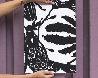 Post beetles - A3, poster printing, poster, art, illustration, decoration, black and white, N & B, living room, room, framework