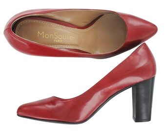 Red leather pointy toe pump, Pointed toe pumps, heel leather pumps, red leather shoes, women italian leather shoes, Trevise