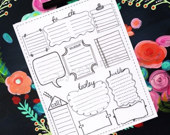 Blank bujo boxes. Printable bujo. Bulet journal. by ALYSSYANNA