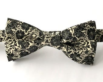 men's floral bow tie black bowtie with floral print