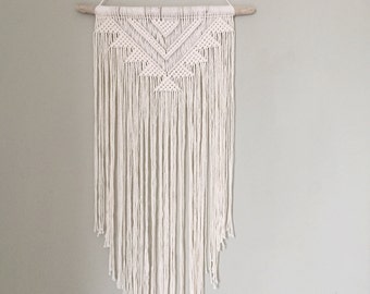 Handmade Macrame Wall Hanging Wall Decor Boho Chic Wall Art Aztec Bohemian Creme Cotton Organic Yarn Tapestry Weave Crochet MADE TO ORDER
