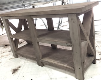 48" rustic x brace console table