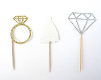 Bridal Shower Cupcake Toppers - Set of 12