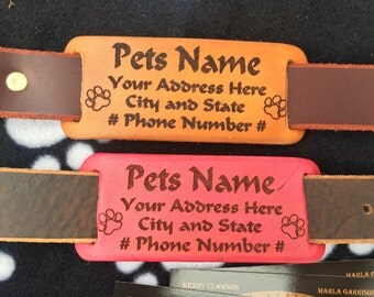 Collar slide Leather personalized dog tag - This listing is for Dog tag only, Leather collars are also available - all hand made!