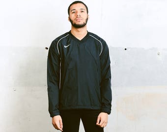 Nike Coach Jacket . Vintage 90s Shell Jacket Black Nike Jacket Sportswear Mens Nike Sweatshirt Windbreaker Athleisure Outerwear. size Large