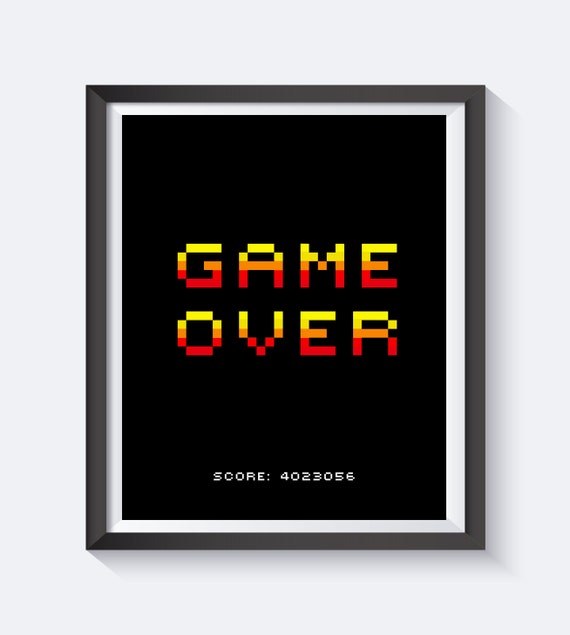 Game Over Game Over Print Pixel Art 8Bit Print Video Game