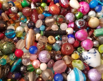 Bead soup, glass bead lot, destash beads, mixed beads, jewelry supplies, clearance beads, jewelry destash, bag of beads destash, bead stash