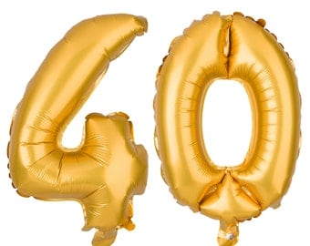 40 Number Balloons, 40th Birthday Party Balloons, 40 Balloon Numbers, 40 Party Supplies, 40th Birthday Decorations, Decor, 16 Inch Gold