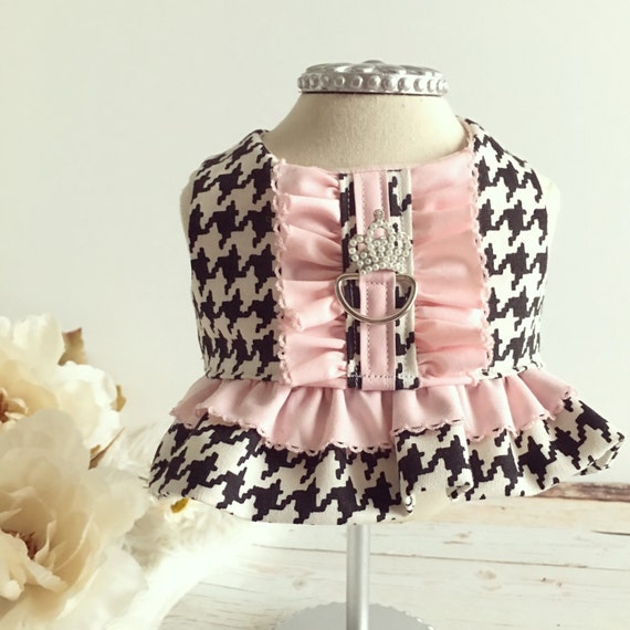 Chanel Dog harness dog clothes houndstooth Dog harness
