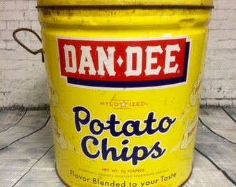 1950's Dan Dee Potato Chip Tin for Collector Decor Display Vintage Advertising Storage Container