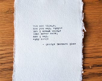 George Bernard Shaw inspirational quote hand typed on antique typewriter gift girlfriend boyfriend husband wife wedding present birthday