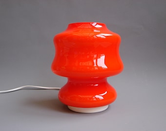 Italian glass lamp orange glass table lamp modernist scorze italy