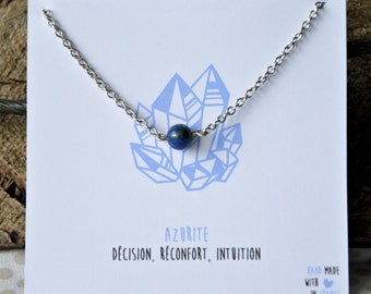 Azurite necklace stainless steel