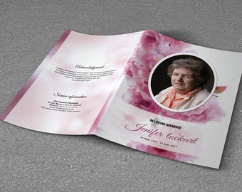 Printable Funeral Program Template, Memorial Program, Obituary Templates | Editable With Microsoft Word - EF57
