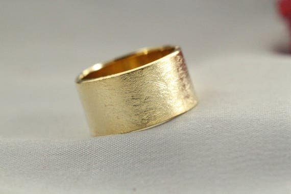 10mm Wide Gold Ring 14K Wedding Ring Handmade Ring