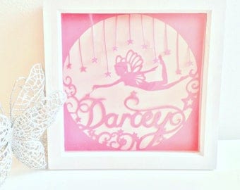 Framed fairy papercut, fairy wall art, fairy frame, papercut, fairy decor, fairy nursery, gift for little girl, fairy gift idea, fairy art