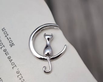 4 pcs sterling silver moon cat charm pendant QTT