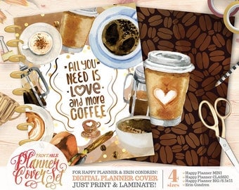 Printable Planner/Binder Cover SET - “Coffee Love“ | Happy Planner | Erin Condren | U.S. Letter Binder | Instant Download