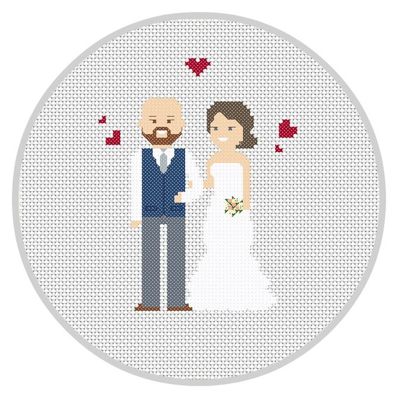 New family PDF Cross Stitch PatternWedding Family Portrait Disney princess cross stitch pixel sampler