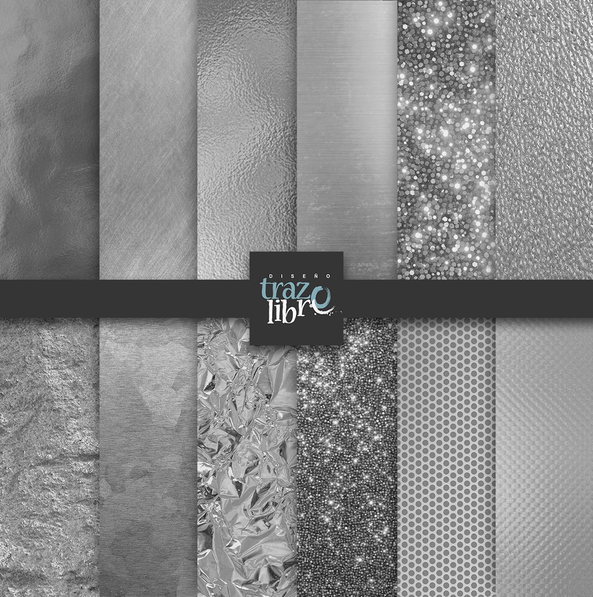 SILVER DIGITAL PAPER metallic papers Silver Papers Silver