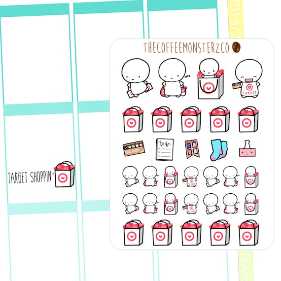 target emotis planner stickers by TheCoffeeMonsterzCO on Etsy