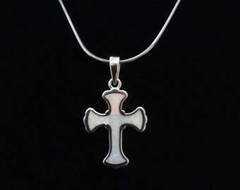 Opal cross pendant, sterling silver 925 greek white opal cross charm , pendentif croix, kreuzanhänger, white opal cross birthday gift