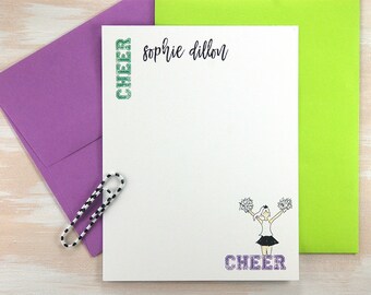 Personalized Stationary Set, Cheer Mom, Personalized Sports Gifts, Cheer Gifts, Stationery Set, Cheer Coach Gift, Thank You Cards, Set of 12