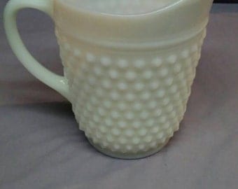 Vintage White Hobnail Milk Glass Pitcher