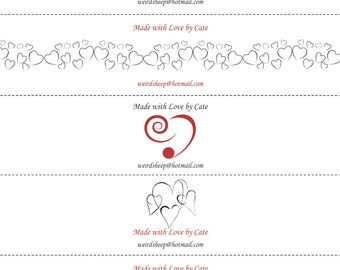 Hearts, hearts and hearts Labels/Wraps - PDF FILE ONLY