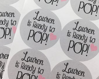 Ready To Pop Stickers. Custom Stickers. Sticker Label. Baby Shower. Baby Shower Stickers. Ready to Pop. Ready to Pop baby shower. 20 STICKER