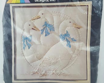 A Gaggle of Geese Candlewicking Embroidery Kit, 1983 Prism Designs Unopened 1983, CR61, Vintage Embroidery Kit
