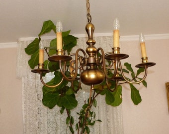 The 50s, antiik brass chandelier