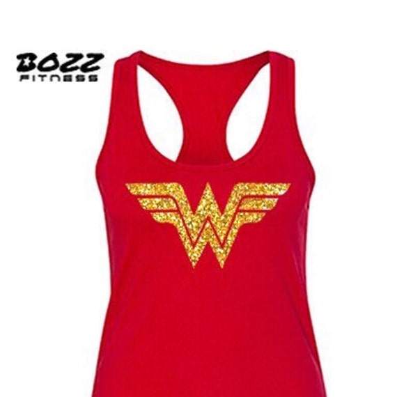 Wonder Woman Tank Top Wonder Woman Shirt with Gold Glitter