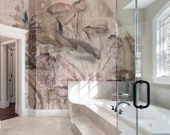 Bathroom wallpaper | Etsy