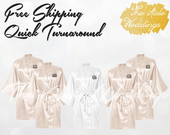 IVORY SATIN ROBE - Bridesmaid Robes - Maid of Honor - Wedding Party Gift - Bridal Party Robes - Wedding Party Robes - Bridal Robe - Kimono