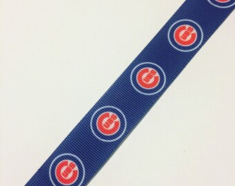 7/8 22mm Chicago Cubs grosgrain ribbon