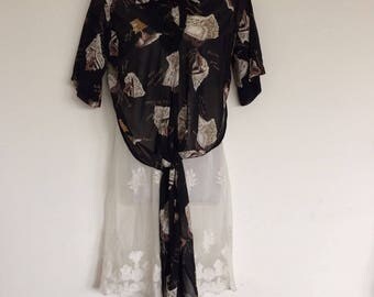 Ladies vintage cropped bolero jacket blouse with unusual detail size 36