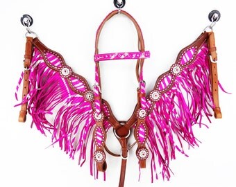 Ensemble Circle Y Fringe & Bling Tack - Harnachement Western Neuf - Couleur Dark Oil