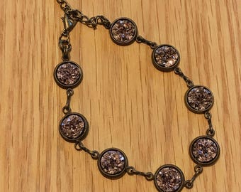 Rose Gold Druzy Bracelet - Drusy Bracelet - Bridesmaid Gift - Adjustable Bracelet - Boho - Country - Wedding Jewelry - Antique Bronze - Gift