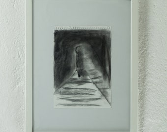 Original charcoal drawing, miniature